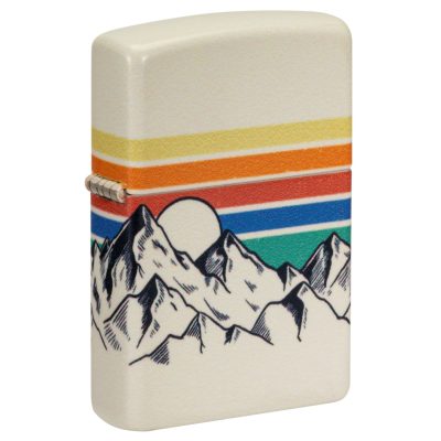 Zippo Lighter with Mountain Design and Rainbow Stripes