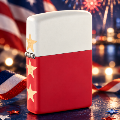 ZIPPO USA 250 Design - White Top/Red Bottom w Stars